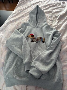 Aelfric Eden Grey Hoodie with Embroidered Dachshund Motif